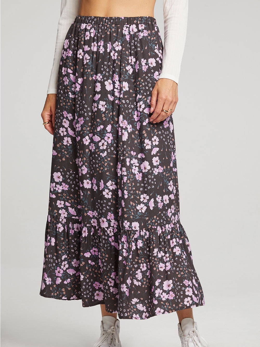 saltwater LUXE Rex Maxi Skirt with Pink Floral Print